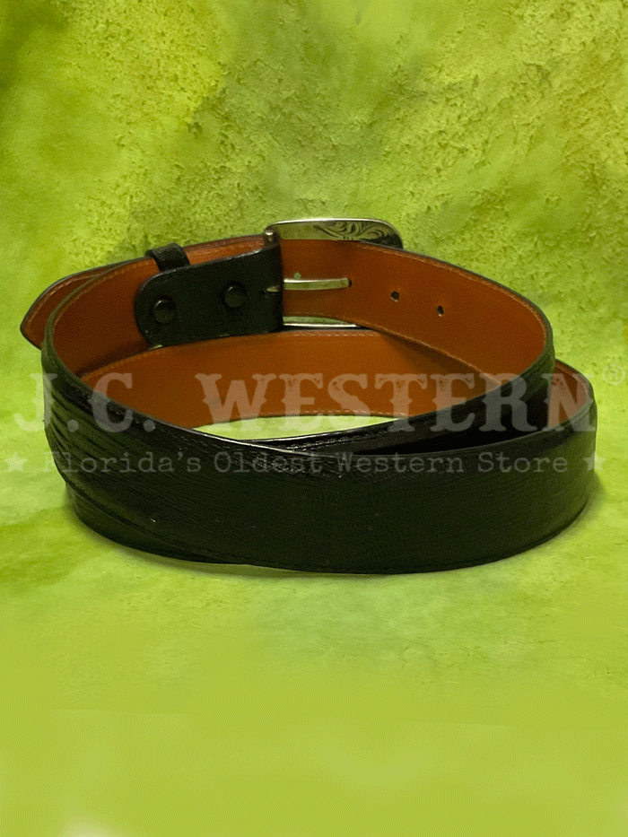 Lucchese W8011 Mens Classic Lizard Western Belt Black front. If you need any assistance with this item or the purchase of this item please call us at five six one seven four eight eight eight zero one Monday through Saturday 10:00a.m EST to 8:00 p.m EST