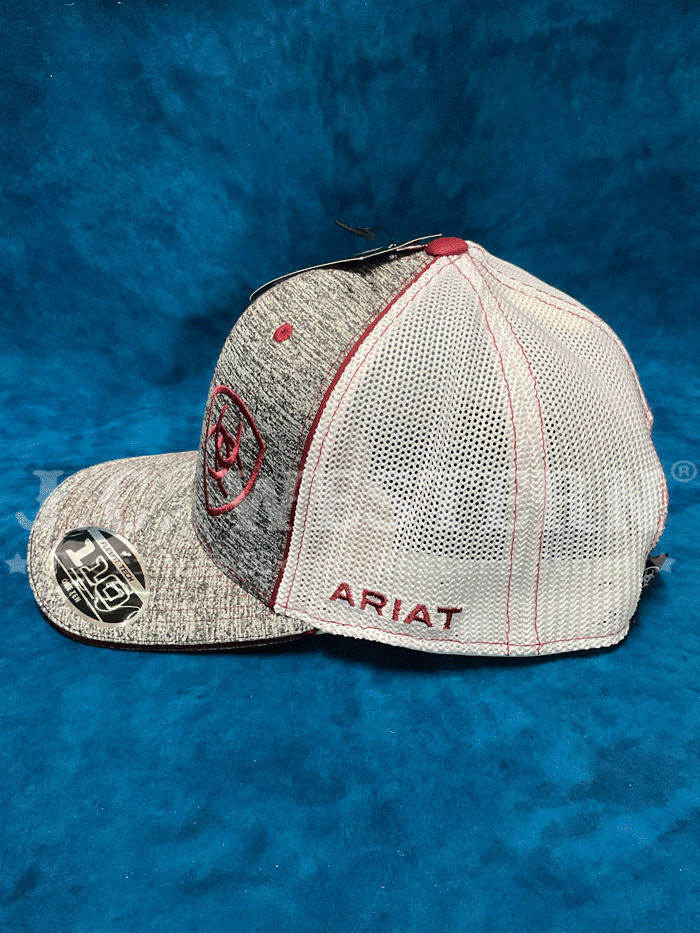 Ariat 1504909 Mens Offset Shield Cap Heather Grey front. If you need any assistance with this item or the purchase of this item please call us at five six one seven four eight eight eight zero one Monday through Saturday 10:00a.m EST to 8:00 p.m EST

