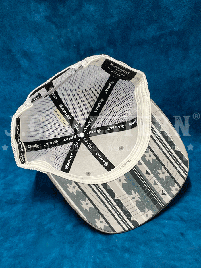 Ariat A300071006 Mens Embroidered Southwestern Print Flexfit 110 Cap Grey front. If you need any assistance with this item or the purchase of this item please call us at five six one seven four eight eight eight zero one Monday through Saturday 10:00a.m EST to 8:00 p.m EST