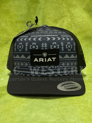 Ariat A300090603 Mens Snap Back Southwestern Print Cap Navy front. If you need any assistance with this item or the purchase of this item please call us at five six one seven four eight eight eight zero one Monday through Saturday 10:00a.m EST to 8:00 p.m EST