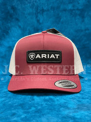 Ariat A300015504 Mens Rectangle Logo Snap Back Cap Burgundy front. If you need any assistance with this item or the purchase of this item please call us at five six one seven four eight eight eight zero one Monday through Saturday 10:00a.m EST to 8:00 p.m EST