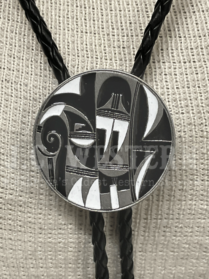 Colorado Silver Star 5-BC23-E Round Hopi Indian Design Bolo Tie front. If you need any assistance with this item or the purchase of this item please call us at five six one seven four eight eight eight zero one Monday through Saturday 10:00a.m EST to 8:00 p.m EST

