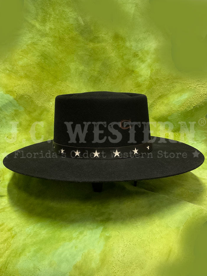 Charlie 1 Horse CWCSMC-253607S0 Womens COSMIC COWGIRL Felt Hat Black side / front view. If you need any assistance with this item or the purchase of this item please call us at five six one seven four eight eight eight zero one Monday through Saturday 10:00a.m EST to 8:00 p.m EST