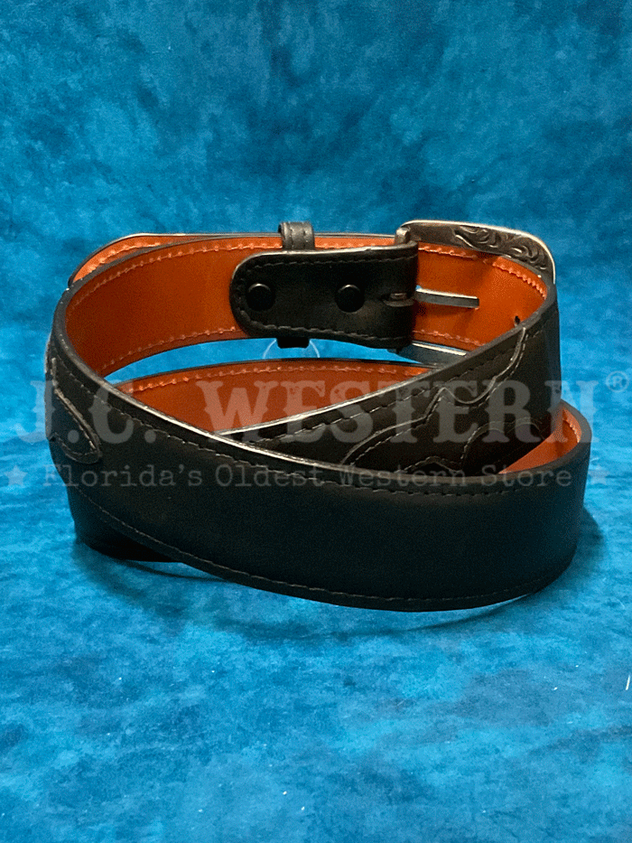 Lucchese W4201 Classics USA Made Leather Western Belts Matte Black front view. If you need any assistance with this item or the purchase of this item please call us at five six one seven four eight eight eight zero one Monday through Saturday 10:00a.m EST to 8:00 p.m EST

