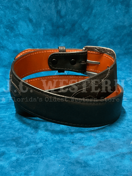 Lucchese W4201 Classics USA Made Leather Western Belts Matte Black back view. If you need any assistance with this item or the purchase of this item please call us at five six one seven four eight eight eight zero one Monday through Saturday 10:00a.m EST to 8:00 p.m EST

