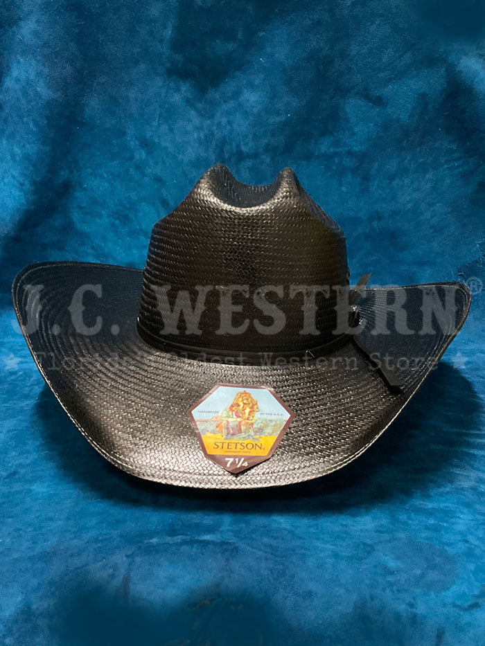 Stetson SSCOLM-304207 Coal Mine Straw Hat Black side / front view. If you need any assistance with this item or the purchase of this item please call us at five six one seven four eight eight eight zero one Monday through Saturday 10:00a.m EST to 8:00 p.m EST