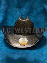 Stetson SSCOLM-304207 Coal Mine Straw Hat Black front view. If you need any assistance with this item or the purchase of this item please call us at five six one seven four eight eight eight zero one Monday through Saturday 10:00a.m EST to 8:00 p.m EST