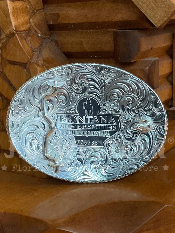 Montana Silversmiths 840F-274 Mule Deer Head Western Buckle Silver front view. If you need any assistance with this item or the purchase of this item please call us at five six one seven four eight eight eight zero one Monday through Saturday 10:00a.m EST to 8:00 p.m EST