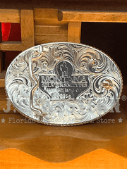 Montana Silversmiths 1256-911L Four Aces Western Buckle Silver back view. If you need any assistance with this item or the purchase of this item please call us at five six one seven four eight eight eight zero one Monday through Saturday 10:00a.m EST to 8:00 p.m EST