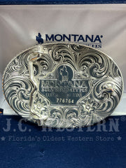 Montana Silversmiths 1256-205H Bull Rider Western Buckle Silver back view. If you need any assistance with this item or the purchase of this item please call us at five six one seven four eight eight eight zero one Monday through Saturday 10:00a.m EST to 8:00 p.m EST