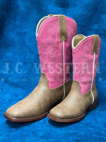 Roper 3505 Kids Classic Western Stitch Boot Pink front view. If you need any assistance with this item or the purchase of this item please call us at five six one seven four eight eight eight zero one Monday through Saturday 10:00a.m EST to 8:00 p.m EST