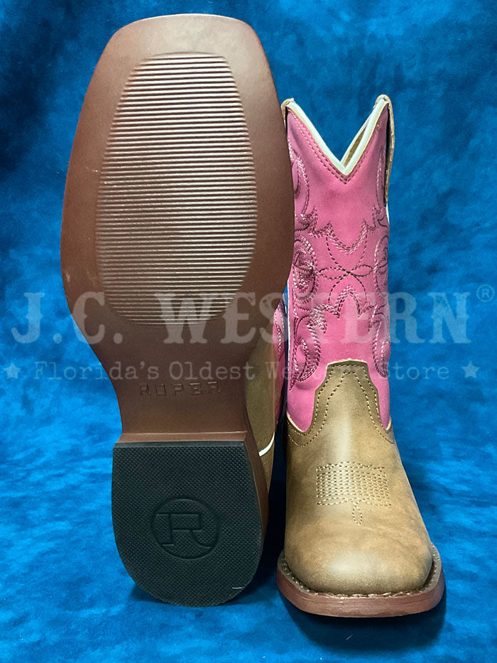 Roper 3505 Kids Classic Western Stitch Boot Pink front view. If you need any assistance with this item or the purchase of this item please call us at five six one seven four eight eight eight zero one Monday through Saturday 10:00a.m EST to 8:00 p.m EST