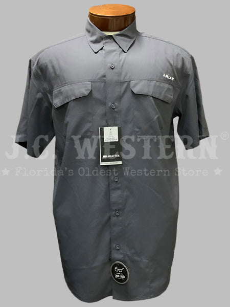 Ariat 10061473 Mens VentTEK Outbound Classic Fit Shirt Charcoal front view. If you need any assistance with this item or the purchase of this item please call us at five six one seven four eight eight eight zero one Monday through Saturday 10:00a.m EST to 8:00 p.m EST