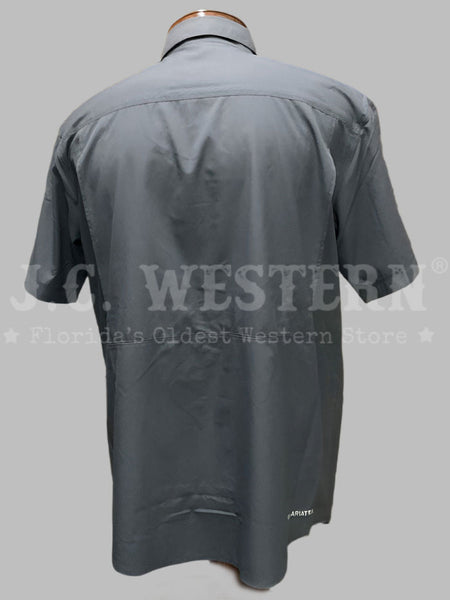 Ariat 10061473 Mens VentTEK Outbound Classic Fit Shirt Charcoal back view. If you need any assistance with this item or the purchase of this item please call us at five six one seven four eight eight eight zero one Monday through Saturday 10:00a.m EST to 8:00 p.m EST