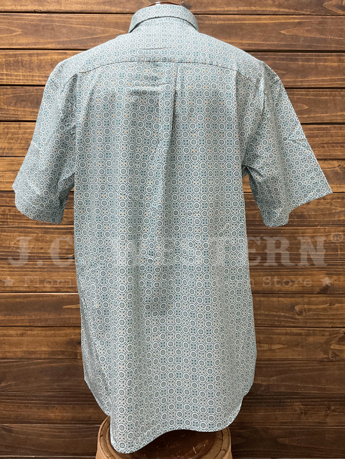 Wrangler 112360060 Mens George Strait Collection Short Sleeve Western Shirt Turquoise front view. If you need any assistance with this item or the purchase of this item please call us at five six one seven four eight eight eight zero one Monday through Saturday 10:00a.m EST to 8:00 p.m EST