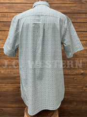 Wrangler 112360060 Mens George Strait Collection Short Sleeve Western Shirt Turquoise back view. If you need any assistance with this item or the purchase of this item please call us at five six one seven four eight eight eight zero one Monday through Saturday 10:00a.m EST to 8:00 p.m EST