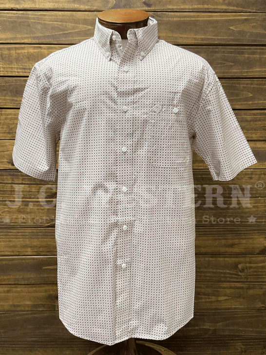 Wrangler 112360014 Mens George Strait Collection Short Sleeve Western Shirt White front view. If you need any assistance with this item or the purchase of this item please call us at five six one seven four eight eight eight zero one Monday through Saturday 10:00a.m EST to 8:00 p.m EST