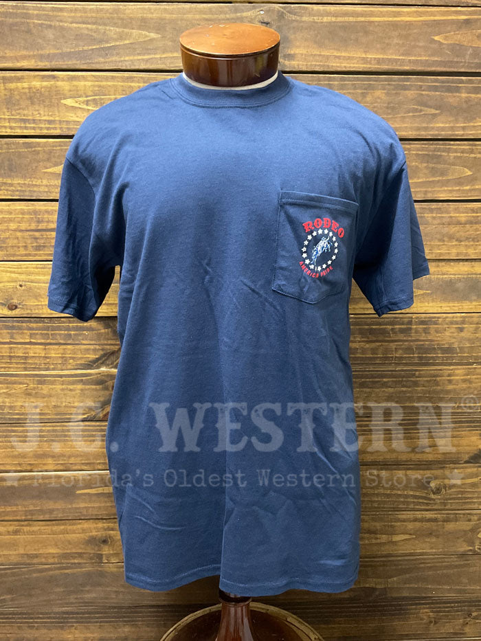 JC Western JCWAP-N Mens American Pride Short Sleeve T-Shirt Navy back view. If you need any assistance with this item or the purchase of this item please call us at five six one seven four eight eight eight zero one Monday through Saturday 10:00a.m EST to 8:00 p.m EST