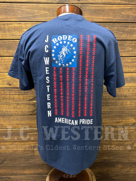 JC Western JCWAP-N Mens American Pride Short Sleeve T-Shirt Navy back view. If you need any assistance with this item or the purchase of this item please call us at five six one seven four eight eight eight zero one Monday through Saturday 10:00a.m EST to 8:00 p.m EST