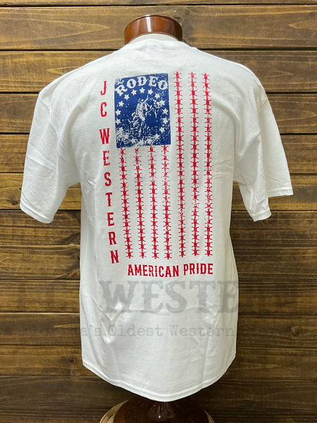 JC Western JCWAP-WHT Mens American Pride Short Sleeve T-Shirt White back view. If you need any assistance with this item or the purchase of this item please call us at five six one seven four eight eight eight zero one Monday through Saturday 10:00a.m EST to 8:00 p.m EST