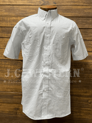 Wrangler 112360058 Mens George Strait Collection Short Sleeve Western Shirt Light Blue front view. If you need any assistance with this item or the purchase of this item please call us at five six one seven four eight eight eight zero one Monday through Saturday 10:00a.m EST to 8:00 p.m EST