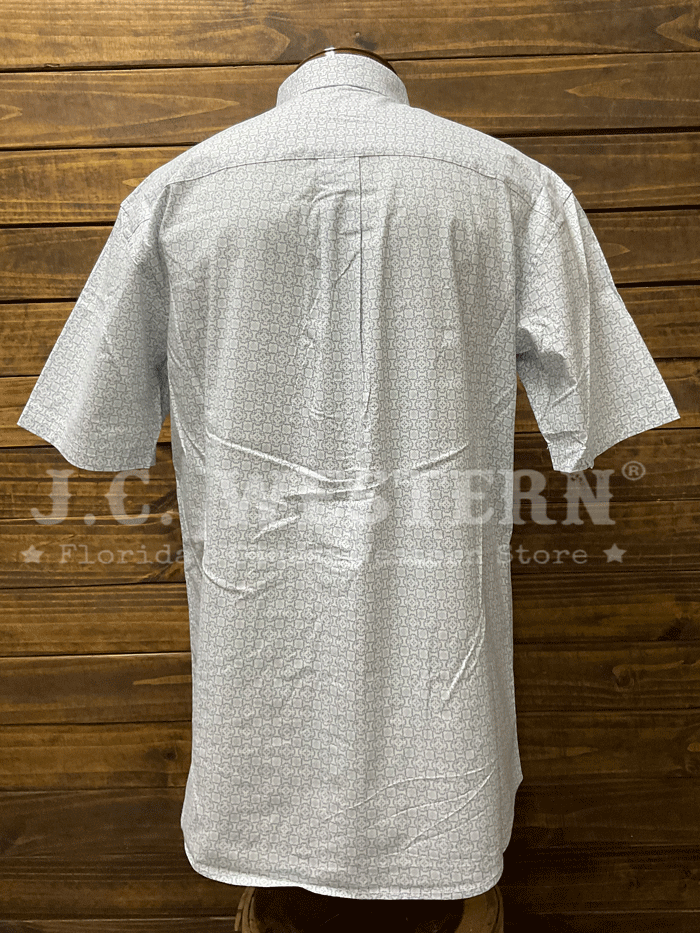 Wrangler 112360058 Mens George Strait Collection Short Sleeve Western Shirt Light Blue front view. If you need any assistance with this item or the purchase of this item please call us at five six one seven four eight eight eight zero one Monday through Saturday 10:00a.m EST to 8:00 p.m EST