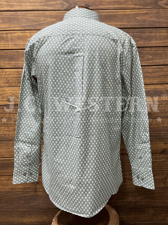 Wrangler 112359978 Mens George Strait Collection Long Sleeve Shirt Green front view. If you need any assistance with this item or the purchase of this item please call us at five six one seven four eight eight eight zero one Monday through Saturday 10:00a.m EST to 8:00 p.m EST