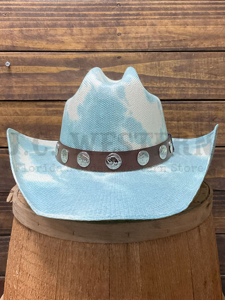 Charlie 1 Horse CSHTHO-3040DML0 Lainey Wilson HANG TIGHT HONEY Straw Hat Denim front view. If you need any assistance with this item or the purchase of this item please call us at five six one seven four eight eight eight zero one Monday through Saturday 10:00a.m EST to 8:00 p.m EST