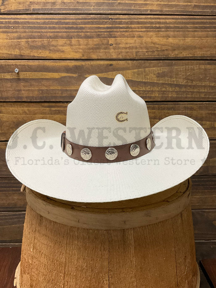 Charlie 1 Horse CSHTHO-304081 Lainey Wilson HANG TIGHT HONEY Straw Hat Natural side / front view. If you need any assistance with this item or the purchase of this item please call us at five six one seven four eight eight eight zero one Monday through Saturday 10:00a.m EST to 8:00 p.m EST