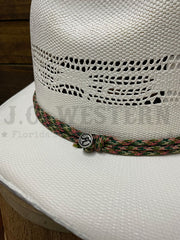 Resistol RSBRNC-834281 Hooey Bronc Straw Hat Natural close up. If you need any assistance with this item or the purchase of this item please call us at five six one seven four eight eight eight zero one Monday through Saturday 10:00a.m EST to 8:00 p.m EST