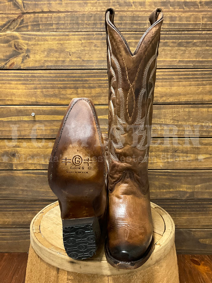 Circle G L6181 Womens Shedron Embroidery Tall Western Boot Bronze side / front view. If you need any assistance with this item or the purchase of this item please call us at five six one seven four eight eight eight zero one Monday through Saturday 10:00a.m EST to 8:00 p.m EST