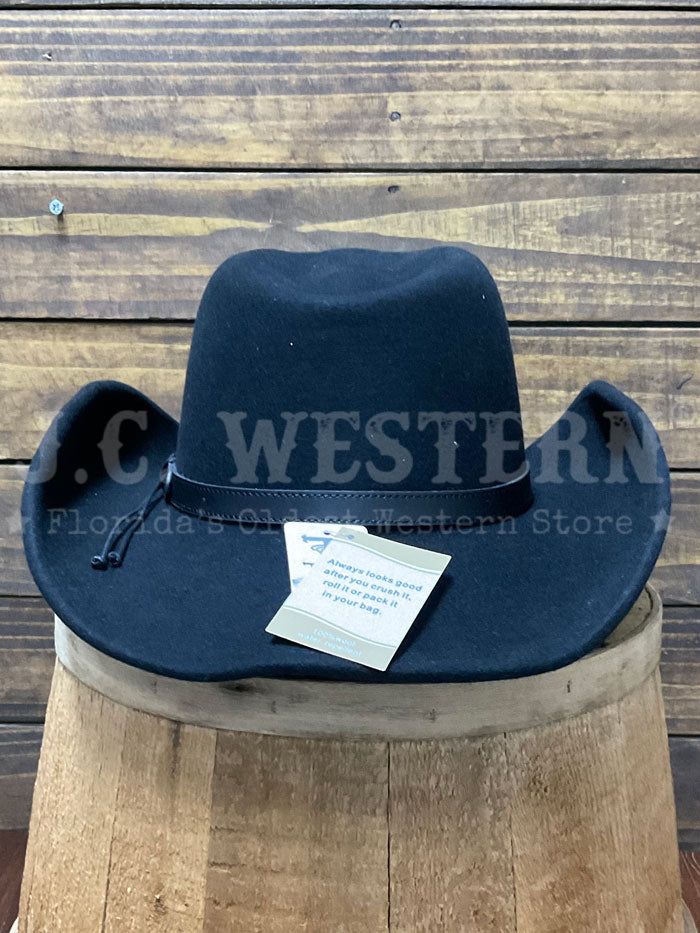 Twister 7211001 DAKOTA Crushable Wool Hat Black side / front view. If you need any assistance with this item or the purchase of this item please call us at five six one seven four eight eight eight zero one Monday through Saturday 10:00a.m EST to 8:00 p.m EST