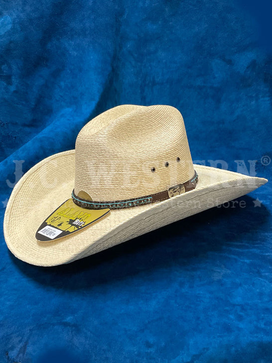 Alamo Hats D53104 Palm Creek Fancy Trim Palm Hat Natural side / front view. If you need any assistance with this item or the purchase of this item please call us at five six one seven four eight eight eight zero one Monday through Saturday 10:00a.m EST to 8:00 p.m EST