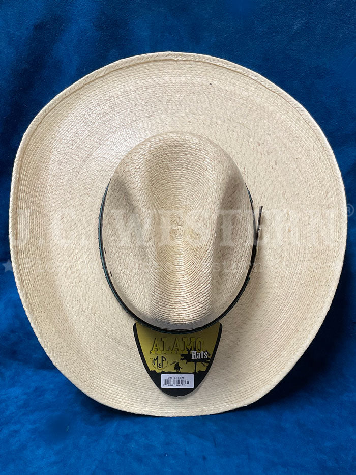 Alamo Hats D53104 Palm Creek Fancy Trim Palm Hat Natural side / front view. If you need any assistance with this item or the purchase of this item please call us at five six one seven four eight eight eight zero one Monday through Saturday 10:00a.m EST to 8:00 p.m EST