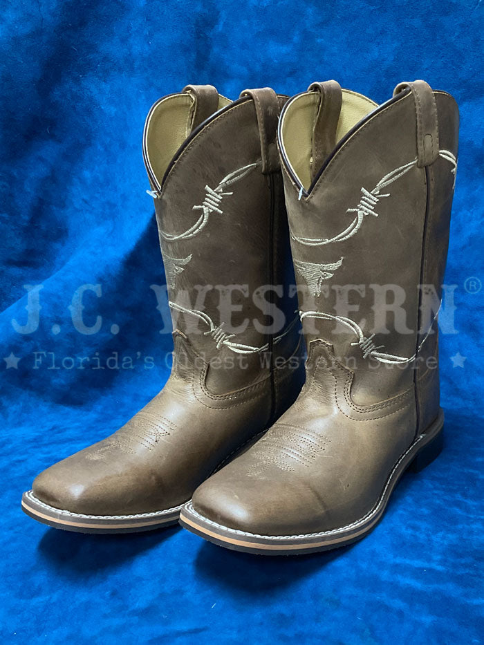 Smoky Mountain 3923 Kids Logan Western Boots Brown Waxed Distress side / front view toddlers, children and youth. If you need any assistance with this item or the purchase of this item please call us at five six one seven four eight eight eight zero one Monday through Saturday 10:00a.m EST to 8:00 p.m EST