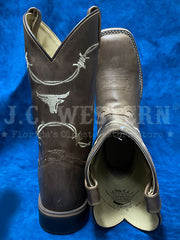 Smoky Mountain 3923 Youth Logan Western Boots Brown Waxed Distress back and toe view. If you need any assistance with this item or the purchase of this item please call us at five six one seven four eight eight eight zero one Monday through Saturday 10:00a.m EST to 8:00 p.m EST 