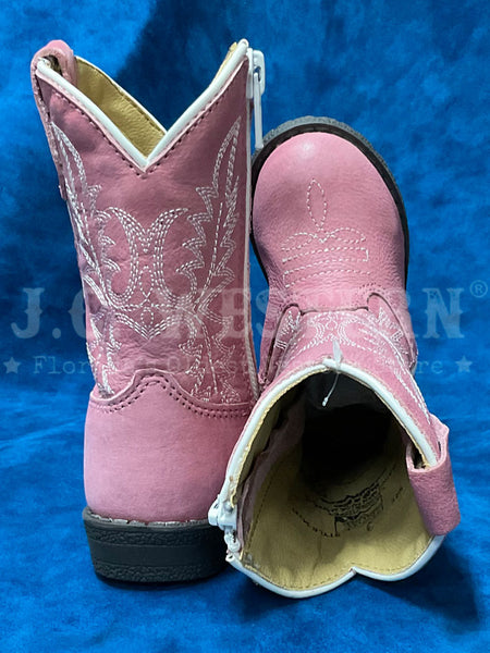 Smoky Mountain 3423T Kids Hopalong Western Boot Pink back and toe view. If you need any assistance with this item or the purchase of this item please call us at five six one seven four eight eight eight zero one Monday through Saturday 10:00a.m EST to 8:00 p.m EST