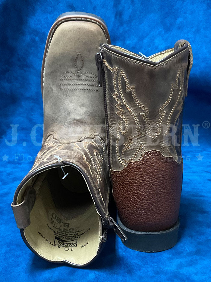 Smoky Mountain 3662T Kids Autry Western Boot Bark Brown front / side view. If you need any assistance with this item or the purchase of this item please call us at five six one seven four eight eight eight zero one Monday through Saturday 10:00a.m EST to 8:00 p.m EST