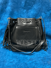 Wrangler WG174-2029BK Womens Southwestern Knitted Drawstring Crossbody Bag Black back view. If you need any assistance with this item or the purchase of this item please call us at five six one seven four eight eight eight zero one Monday through Saturday 10:00a.m EST to 8:00 p.m EST