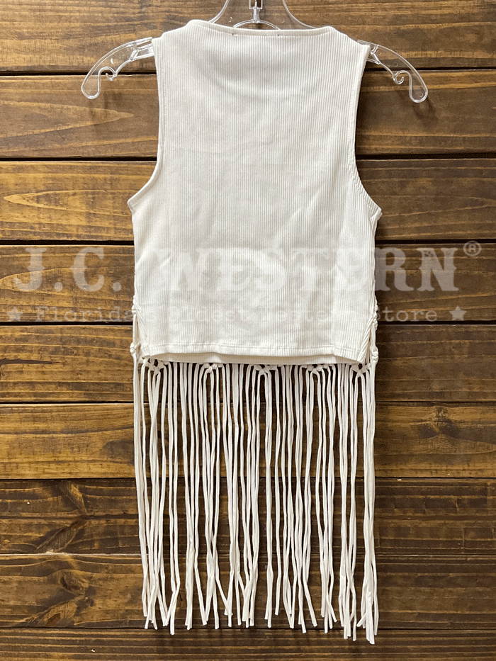 Rock & Roll Denim BW20T05871-NAT Womens Macrame Top With Fringe Natural front view. If you need any assistance with this item or the purchase of this item please call us at five six one seven four eight eight eight zero one Monday through Saturday 10:00a.m EST to 8:00 p.m EST