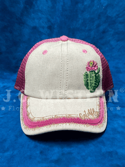 Catchfly 2510390301 Womens Cactus Ponytail Ball Cap Natural Fuchsia front view. If you need any assistance with this item or the purchase of this item please call us at five six one seven four eight eight eight zero one Monday through Saturday 10:00a.m EST to 8:00 p.m EST