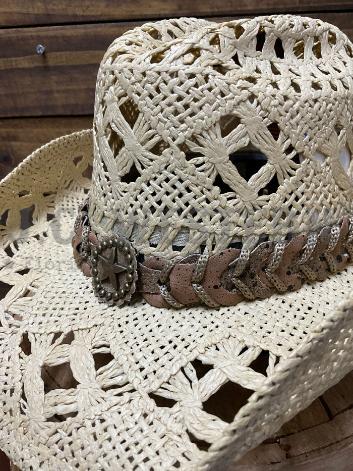 Bullhide NAUGHTY GIRL 2649NAT Western Straw Hat Natural side / front view. If you need any assistance with this item or the purchase of this item please call us at five six one seven four eight eight eight zero one Monday through Saturday 10:00a.m EST to 8:00 p.m EST