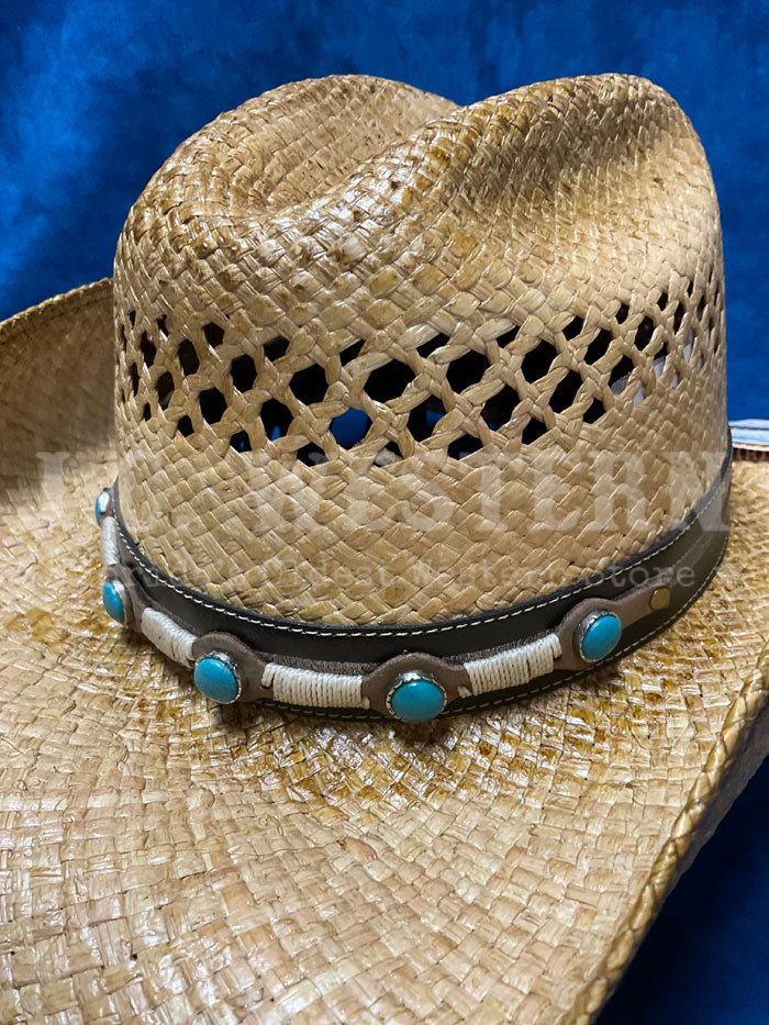 Bullhide SPOTLIGHT 2608NAT Western Straw Hat Natural side / front view. If you need any assistance with this item or the purchase of this item please call us at five six one seven four eight eight eight zero one Monday through Saturday 10:00a.m EST to 8:00 p.m EST