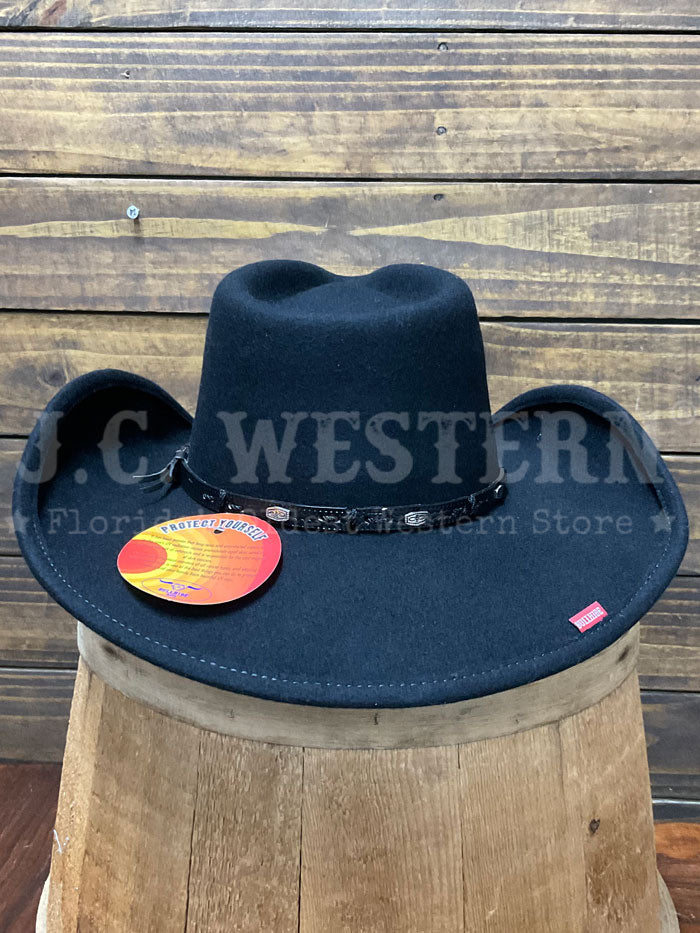 Bullhide WILD HORSE 0381BL Fashion Felt Collection Hat Black front / side view. If you need any assistance with this item or the purchase of this item please call us at five six one seven four eight eight eight zero one Monday through Saturday 10:00a.m EST to 8:00 p.m EST