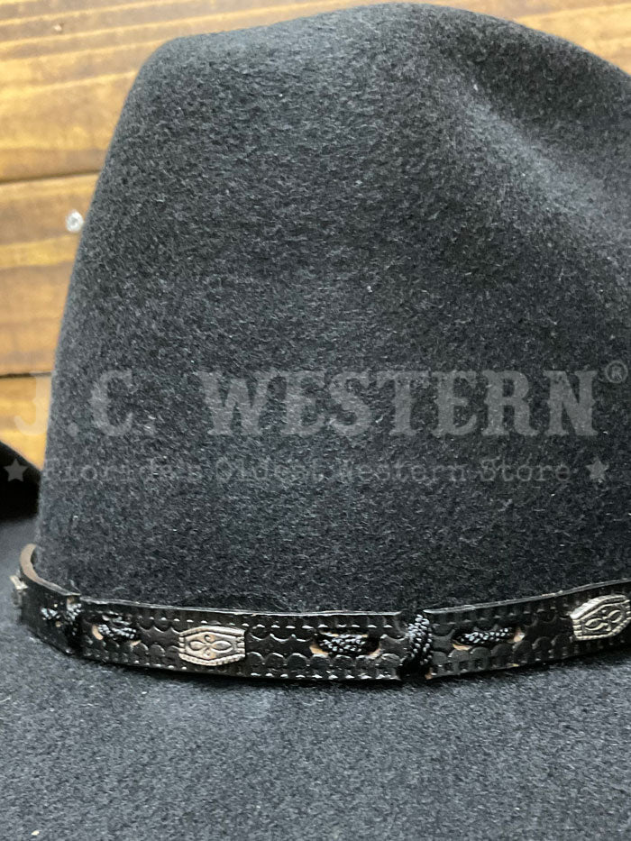 Bullhide WILD HORSE 0381BL Fashion Felt Collection Hat Black front / side view. If you need any assistance with this item or the purchase of this item please call us at five six one seven four eight eight eight zero one Monday through Saturday 10:00a.m EST to 8:00 p.m EST