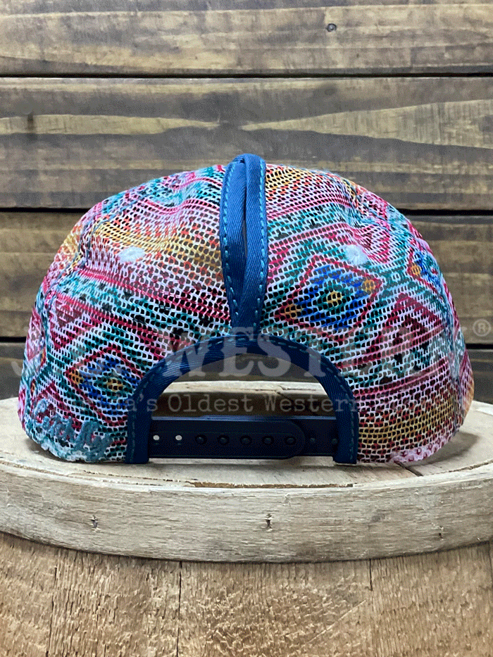 Catchfly 23204HB11 Womens Southwestern Ponytail Ball Cap Blue Multicolor front view. If you need any assistance with this item or the purchase of this item please call us at five six one seven four eight eight eight zero one Monday through Saturday 10:00a.m EST to 8:00 p.m EST