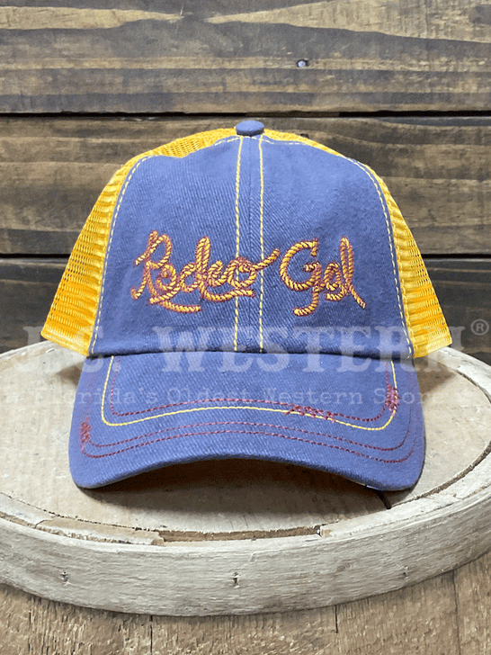 Catchfly 23204HB8 Womens Rodeo Gal Ponytail Ball Cap Grey And Gold front view. If you need any assistance with this item or the purchase of this item please call us at five six one seven four eight eight eight zero one Monday through Saturday 10:00a.m EST to 8:00 p.m EST