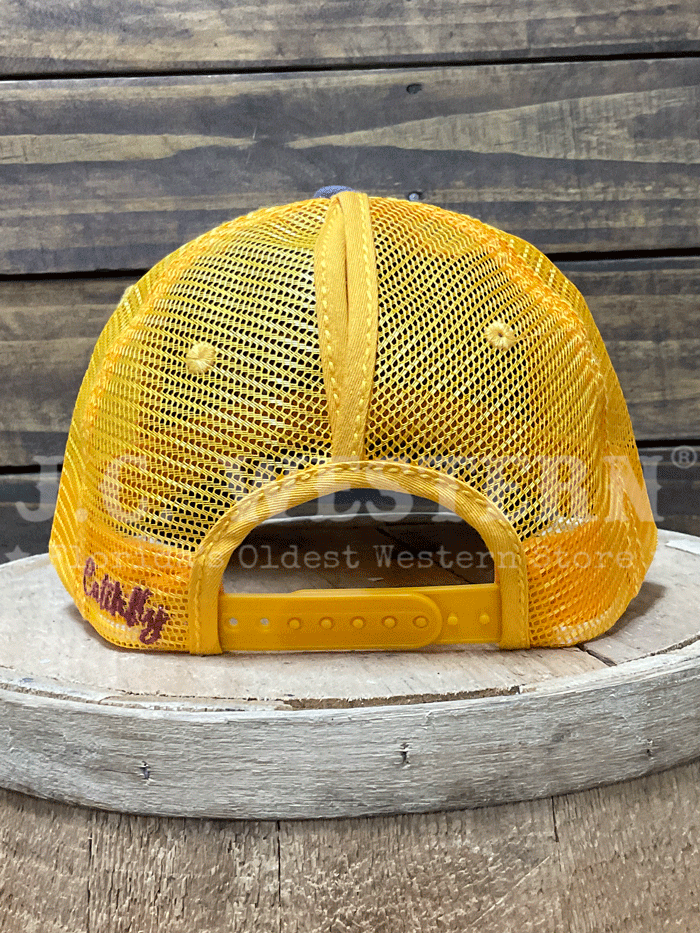 Catchfly 23204HB8 Womens Rodeo Gal Ponytail Ball Cap Grey And Gold front view. If you need any assistance with this item or the purchase of this item please call us at five six one seven four eight eight eight zero one Monday through Saturday 10:00a.m EST to 8:00 p.m EST