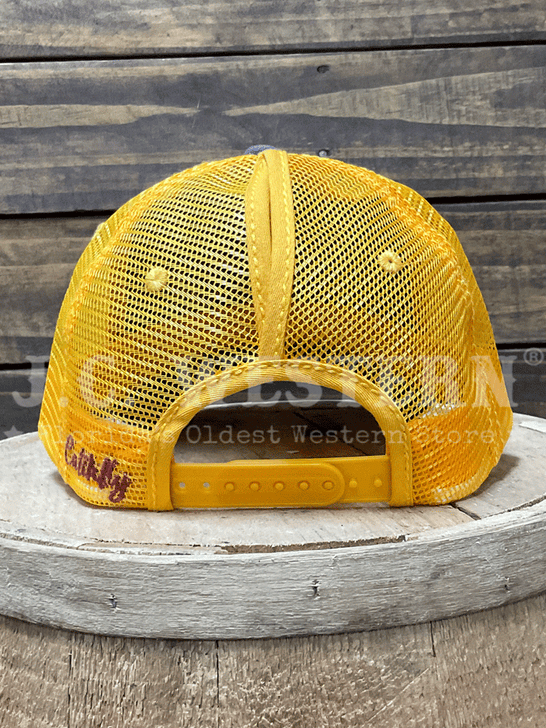 Catchfly 23204HB8 Womens Rodeo Gal Ponytail Ball Cap Grey And Gold back view. If you need any assistance with this item or the purchase of this item please call us at five six one seven four eight eight eight zero one Monday through Saturday 10:00a.m EST to 8:00 p.m EST