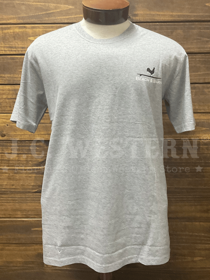 Beach & Barn GENTLEMAN WILL HAVE THE FISH Short Sleeve T-Shirt Silver Grey back view. If you need any assistance with this item or the purchase of this item please call us at five six one seven four eight eight eight zero one Monday through Saturday 10:00a.m EST to 8:00 p.m EST